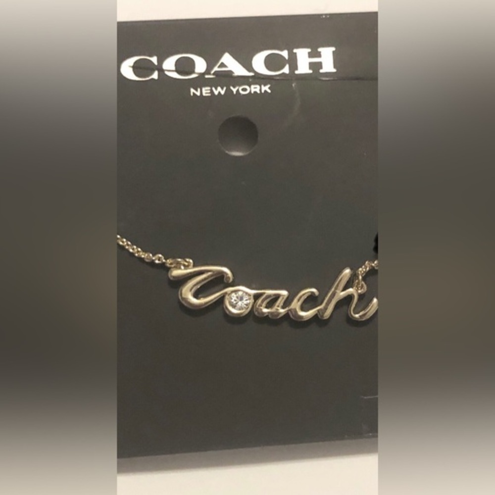 Coach Logo Script gold plated monogram Necklace brand new - Picture 5 of 10